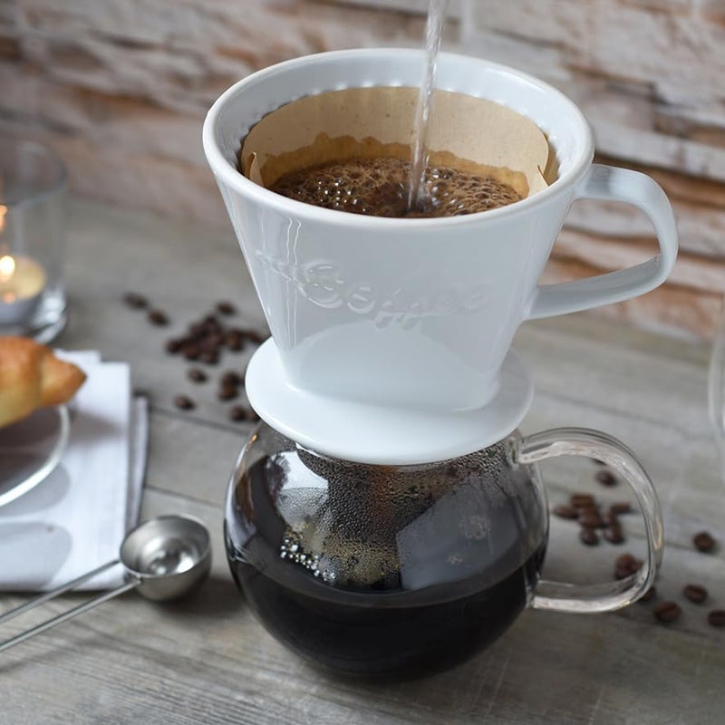 Creano XXL Porcelain Coffee Dripper White - Ceramic Cone Brewer - Pour Over Coffee Maker - Filter Size 4 - huge and heavy quality 800gr/28oz - 6 Colours availeble - Image 2